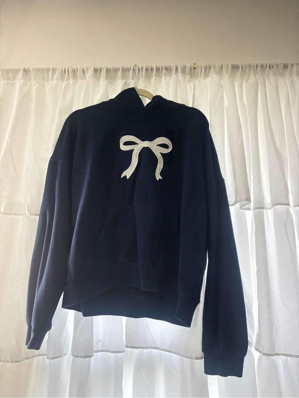 Aeropostale Navy Hoodie with White Bow Applique
